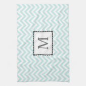 Aangepast monogram mint Blue en White Chevron Theedoek (Verticaal)