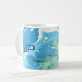 Aangepast monogram modern Abstract Art Blue Koffiemok (Voorkant links)