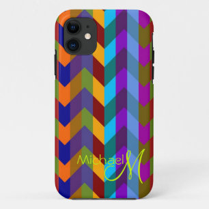 Aangepast monogram Modern Chevron Zigzag 3 iPhone 11 Hoesje
