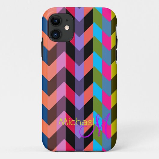 Aangepast monogram Modern Chevron Zigzag 6 Case-Mate iPhone Case (Achterkant)