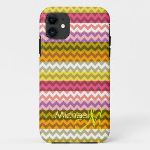 Aangepast monogram Modern Chevron Zigzag 7 iPhone 11 Hoesje