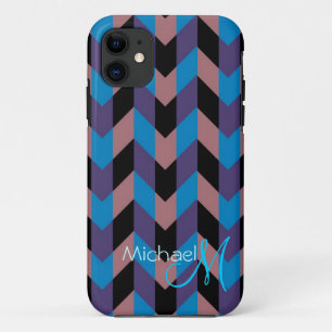 Aangepast monogram Modern Chevron Zigzag 8 iPhone 11 Hoesje