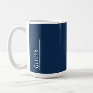 Aangepast monogram, modern donkerblauw koffiemok