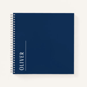 Aangepast monogram, modern donkerblauw notitieboek