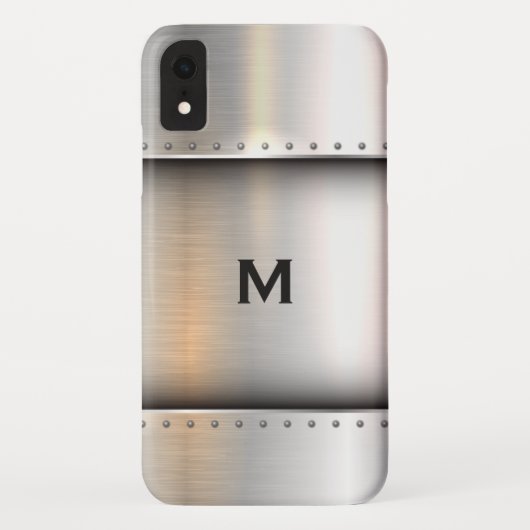Aangepast monogram| Modern Silver Metal Bord Case-Mate iPhone Case (Achterkant)