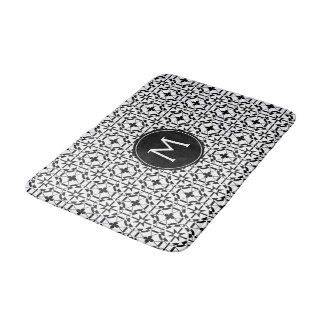 Aangepast monogram modern zwart-wit patroon badmat