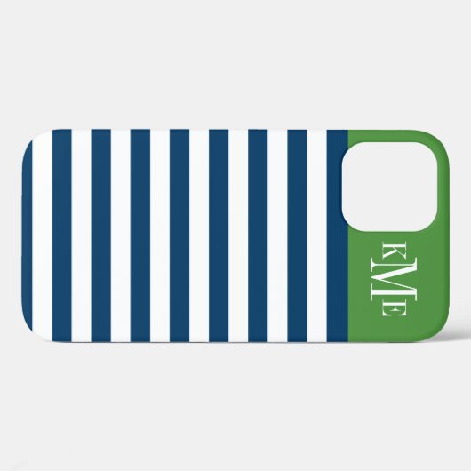 Aangepast monogram moderne groene zeemacht Case-Mate iPhone case (Achterkant (horizontaal))