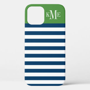 Aangepast monogram moderne groene zeemacht iPhone 12 hoesje