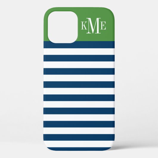 Aangepast monogram moderne groene zeemacht Case-Mate iPhone case (Achterkant)