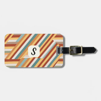 Aangepast Monogram Moderne Retro 70s Geometrisch Bagagelabel