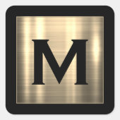 Aangepast monogram monogram geborsteld metaal vierkante sticker (Voorkant)
