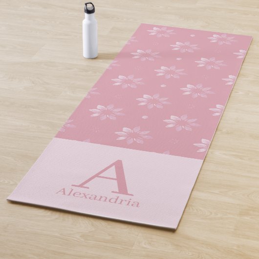 Aangepast monogram Naam Roze Patroon Yogamat (In situ)