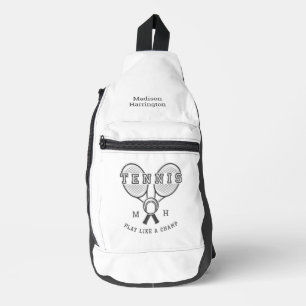 Aangepast monogram & naam TENNIS Sling Bag