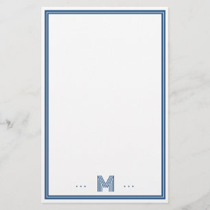 Aangepast Monogram Navy Blauwe Rand Briefpapier