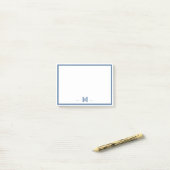 Aangepast Monogram Navy Blauwe Rand Post-it® Notes (Op bureau)