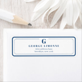 Aangepast monogram Navy Blue Border Adreslabel Etiket