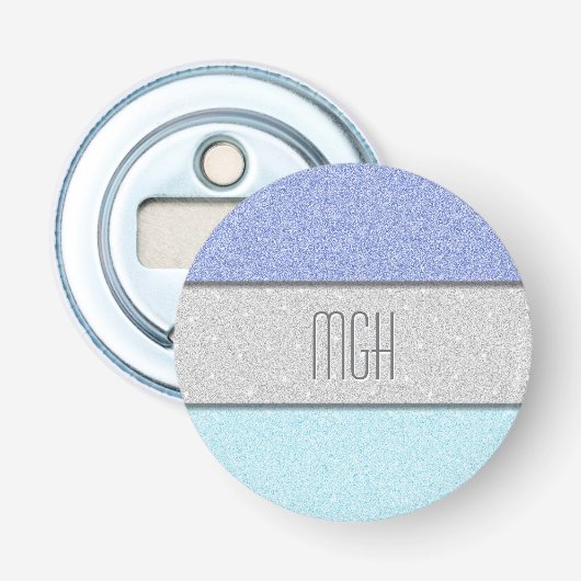 Aangepast monogram nep glitters glitter button flesopener (Voorkant)