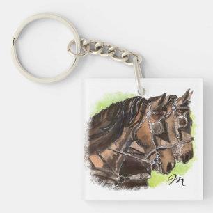 Aangepast Monogram of Naam Paard Team Sleutelhanger