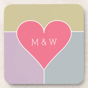 Aangepast monogram onderzetter voor hartpatroon in