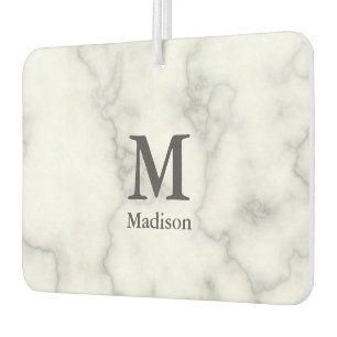 Aangepast Monogram op Faux White Marble Luchtverfrisser