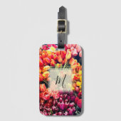 Aangepast monogram op tulpen bagagelabel (Voorkant (verticaal))