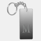 Aangepast monogram op witte gradiënt Ombre Black Sleutelhanger (Voorkant Links)