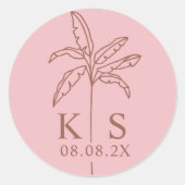 Aangepast monogram Opslaan Datum Klassieke Logo Ro Ronde Sticker (Voorkant)