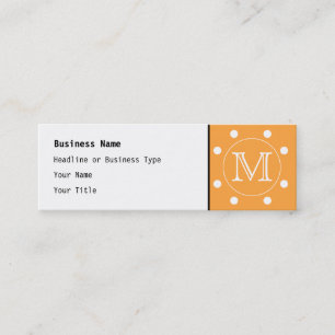 Aangepast monogram. Oranje en witte poka Dot. Mini Visitekaartje