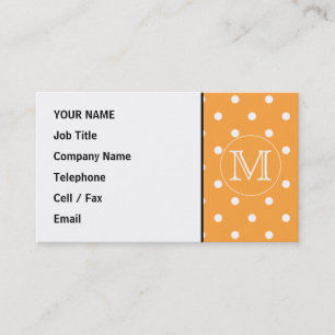 Aangepast monogram. Oranje en witte poka Dot. Visitekaartje