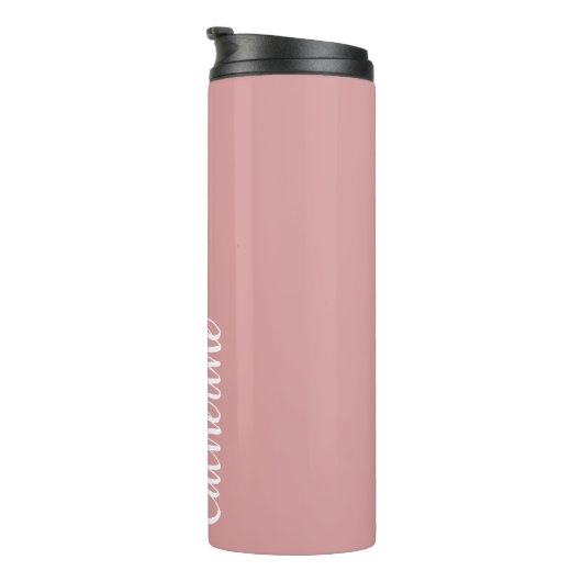 Aangepast monogram, orchidee roze met script monog thermosbeker (Geroteerd rechts)