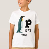 Aangepast monogram P is voor schattig pinguïn dier T-shirt (Voorkant)