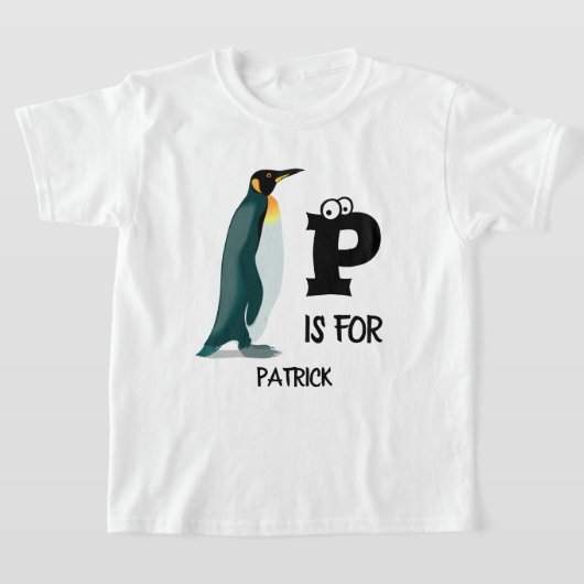 Aangepast monogram P is voor schattig pinguïn dier T-shirt (Laagn)