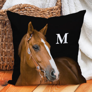 Aangepast monogram paard foto kussen