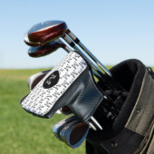Aangepast monogram-patroon voor wit en zwart golfheadcover (Insitu)