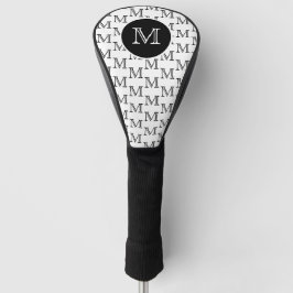 Aangepast monogram-patroon voor wit en zwart golfheadcover