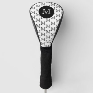 Aangepast monogram-patroon voor wit en zwart golfheadcover