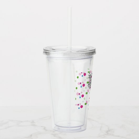 Aangepast monogram poka Dot Palm Tree Acryl Drinkbeker (Rechts)