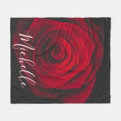 Aangepast monogram rode roze  foto fleece deken (Voorkant (Horizontaal))