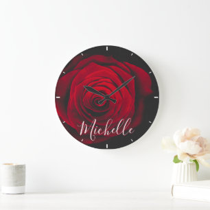 Aangepast monogram rode roze foto grote klok