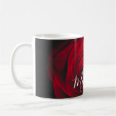 Aangepast monogram rode roze foto koffiemok (Links)