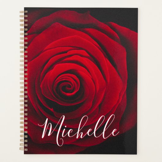 Aangepast monogram rode roze  foto planner (Voorkant)