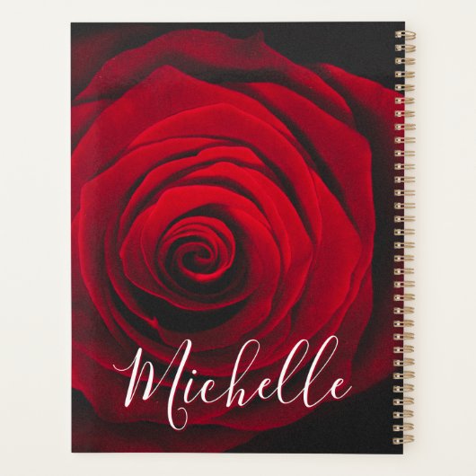 Aangepast monogram rode roze foto planner (Achterkant)