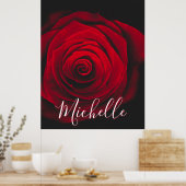 Aangepast monogram rode roze foto poster (Keuken)