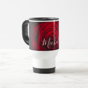 Aangepast monogram rode roze  foto reisbeker
