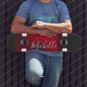 Aangepast monogram rode roze  foto skateboard