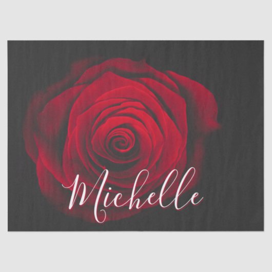 Aangepast monogram rode roze  foto tissuepapier (Voorkant)