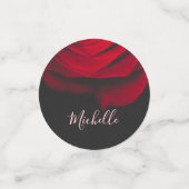 Aangepast monogram rode roze foto zwart confetti (Kleine voorkant)