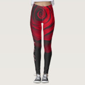 Aangepast monogram rode roze foto zwart leggings (Voorkant)