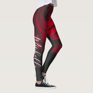 Aangepast monogram rode roze  foto zwart leggings