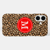 Aangepast monogram rood en luipaard afdrukken Case-Mate iPhone case (Achterkant (horizontaal))